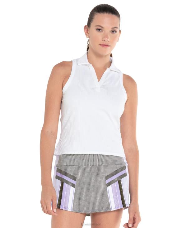 נשים לבן פולו צלעות ללא שרוולים Z2PR385 K-Swiss לבוש